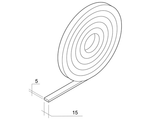 Dichtungsband, 5 mm dick und 15 mm breit, auf einer Rolle