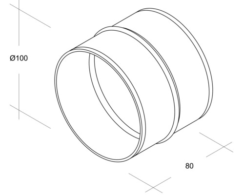 Rohrverbinder mit den Maßen Durchmesser 100 und 80