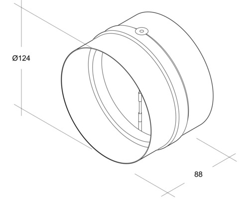Abbildung eines runden Kanalbauteils mit den Maßen 124 und 88 Millimeter.