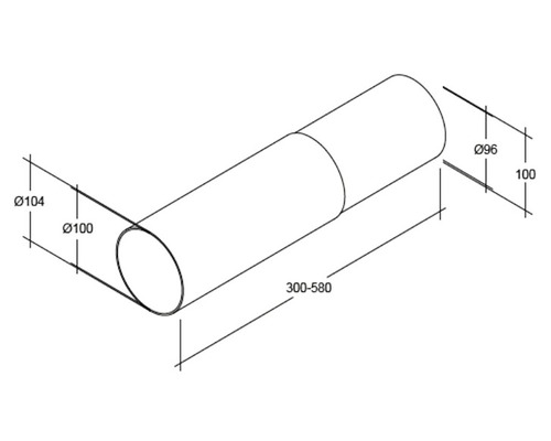 Technische Zeichnung eines runden Rohres mit Maßangaben