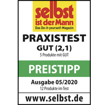 Selbst ist der Mann Logo. Praxis Test Gut 2,1. Preistipp. Ausgabe 05/2020. Webseite selbst.de