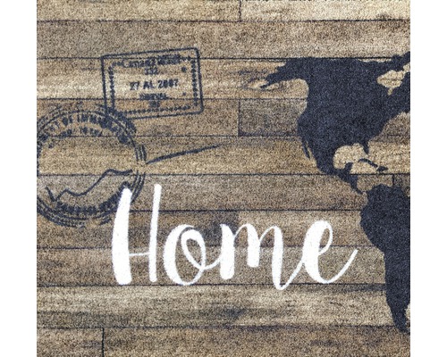 Fußmatte mit Weltkarte und dem Wort Home