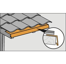 Dachkonstruktion mit Dachziegeln und Detailansicht zur Befestigung