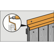 Illustration der Montage einer Dachrinne mit Schrauben