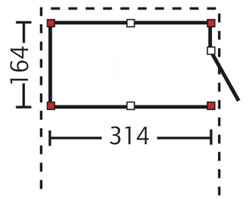 Zeichnung mit den Maßen 314 und 164