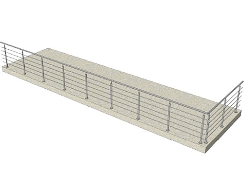 Balkongeländer aus Edelstahl auf einer Betonplatte