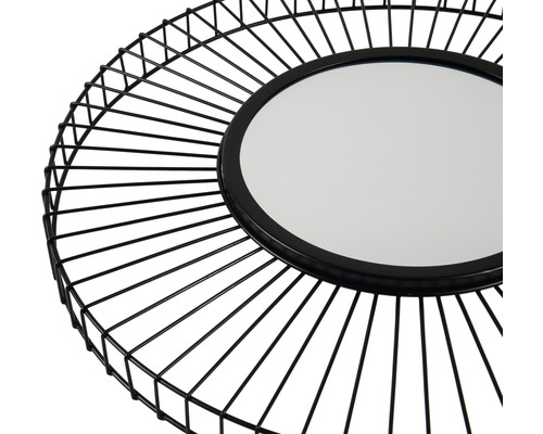Runder Spiegel mit schwarzem Drahtgestell