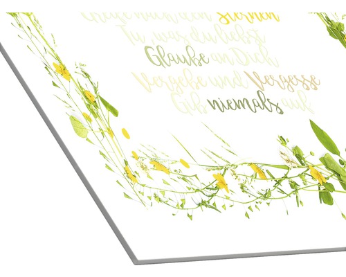 Leinwandbild mit floralem Design und inspirierenden Zitaten