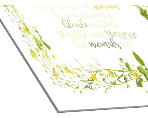 Dekoratives Schild mit floralem Design und inspirierenden Sprüchen