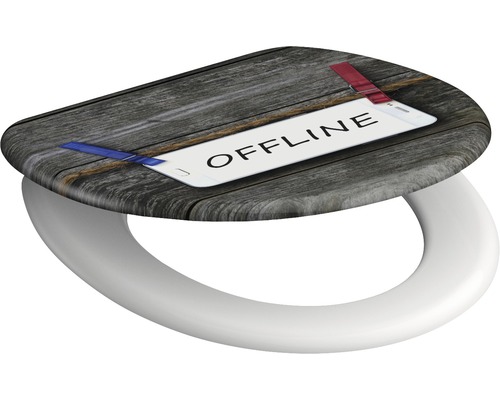 WC-Sitz mit Holzoptik und Offline-Motiv
