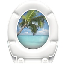 Toilettendeckel mit Strand- und Palmenmotiv