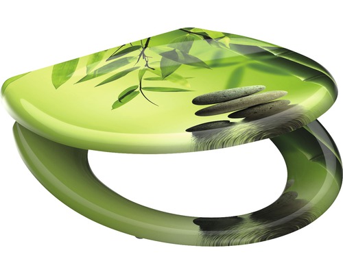 Toilettendeckel mit Bambus- und Steinmotiv