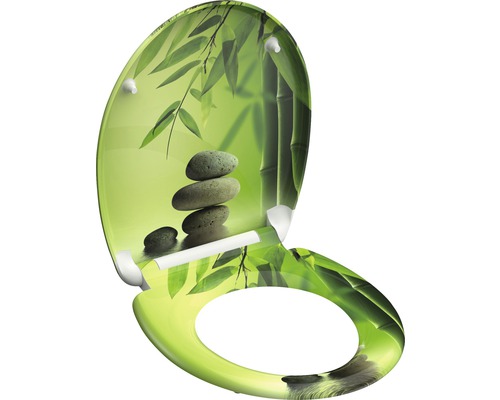 Toilettendeckel mit Stein- und Bambusmotiv