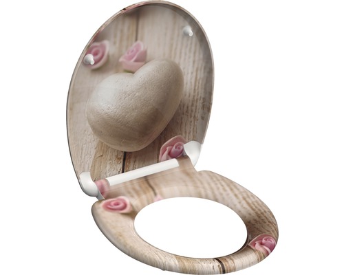 Toilettensitz mit Herz- und Rosenmotiv