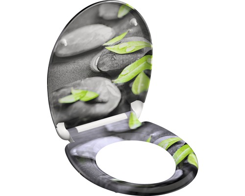 WC-Sitz mit Stein- und Blätterdesign