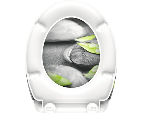Toilettendeckel mit Stein- und Pflanzenmotiv