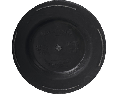 Blick auf die Unterseite eines schwarzen Produkts mit Schraube in der Mitte