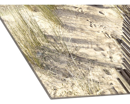 Foto auf Hartschaumplatte mit Strandmotiv, Sand und Gras