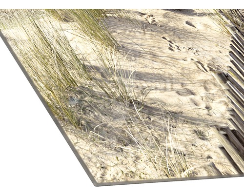 Dekorplatte mit Sand, Gras und Holzzaun Motiv