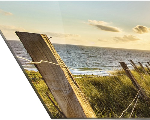 Dekoratives Wandbild mit Küstenmotiv und Holzzaun