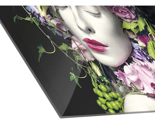 Acrylglasbild mit Frau und Blumenmuster