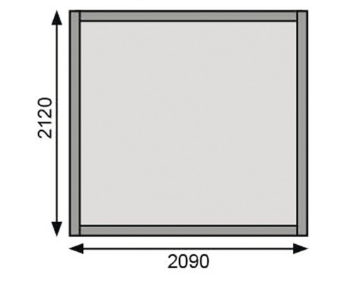 Grundrisszeichnung einer Gartenlaube mit den Maßen 2120 x 2090 mm