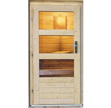 Saunahaus Karibu Topas 1 ohne Ofen mit Vorraum und Fenster mit Holztüre und Klarglas-thumb-7