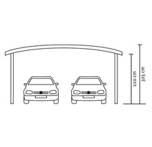 Abbildung eines Doppelcarports mit Maßangaben