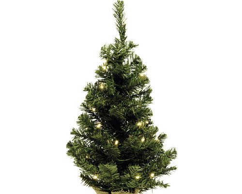 Dekorativer, kleiner Weihnachtsbaum mit Beleuchtung für festliche Stimmung.