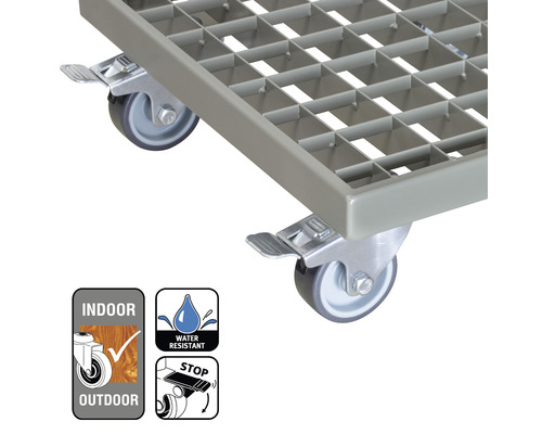 Rollwagen mit Rollen und Feststellbremse, geeignet für Innen- und Außenbereiche, wasserabweisend