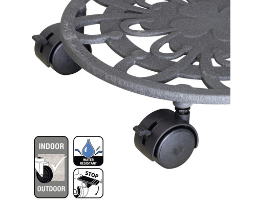 Rolluntersetzer aus Metall für den Innen- und Außenbereich mit Wasserbeständigkeit und Feststellfunktion