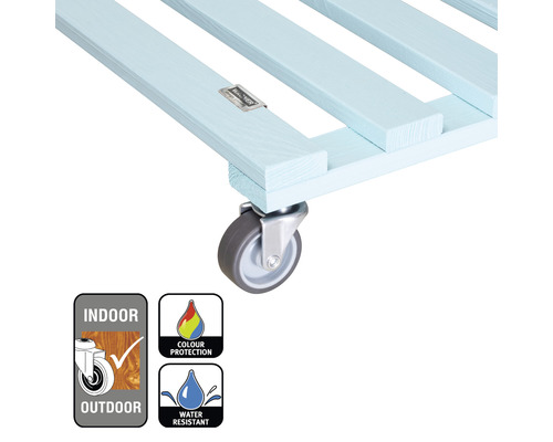 Rollbrett aus Holz mit Rollen und Symbolen für Innen- und Außenbereich, Farbschutz und Wasserbeständigkeit
