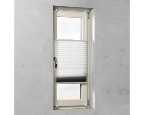 Fenster mit verspanntem Plissee zur Fensterdekoration und zum Sichtschutz