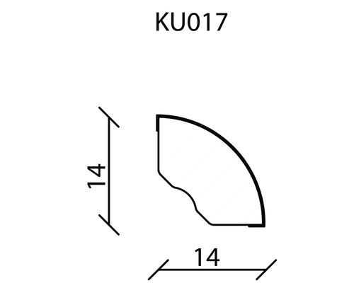 Technische Zeichnung eines Zierelements mit den Maßen 14 mal 14.