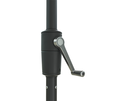 Detailaufnahme eines Sonnenschirmmastes mit Kurbelmechanismus