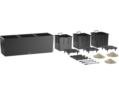 Komplettes Pflanzgefäß-Set mit Pflanzkübel, Innentöpfen, Trennböden, Wasserstandsanzeiger und Pflanzgranulat