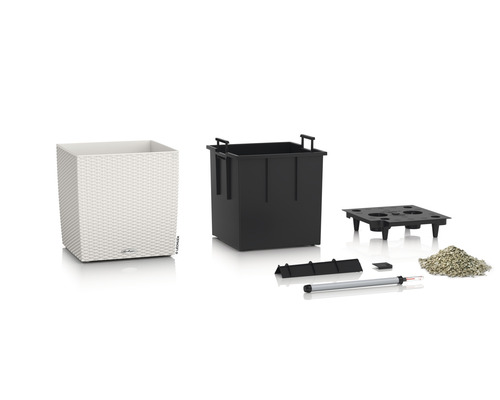Lechuza Cube Cottage 30 Komplettset mit Pflanzgefäß, Einsatz, Bewässerungssystem und Substrat