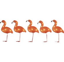 Fünf Flamingo-Figuren mit Beleuchtung