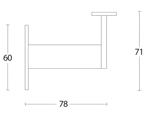Technische Zeichnung eines Wandregals mit Maßangaben