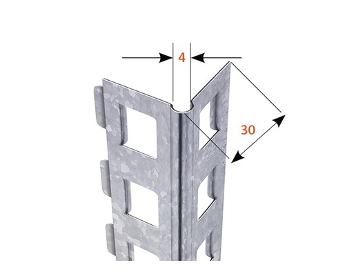 Eckprofil aus Metall mit Abmessungen
