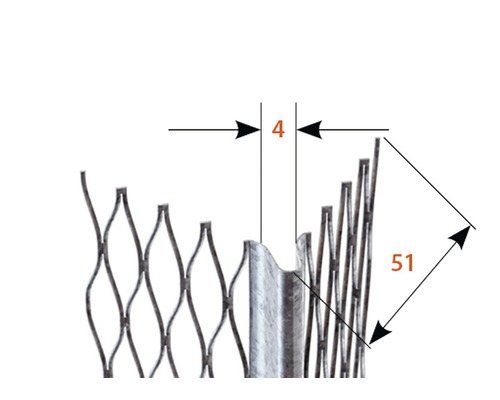 Detailaufnahme einer Putzkante mit Maßangaben