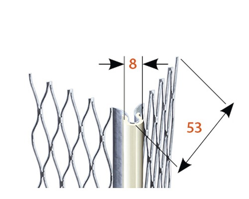 Detailansicht Putzprofil mit den Maßen 8 und 53 Millimeter
