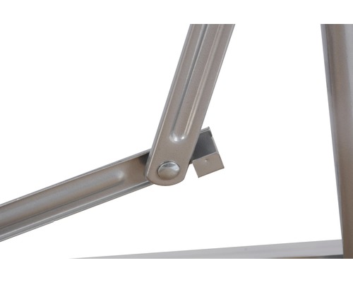 Detailansicht eines Metallgestells mit Gelenkverbindung