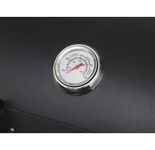 Smoker Tepro Biloxi schwarz mit 58x40 cm Grillfläche, Deckelthermometer, Warmhalterost, Grillrost und Ablage