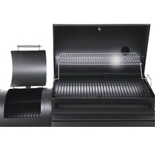 Smoker Tepro Biloxi schwarz mit 58x40 cm Grillfläche, Deckelthermometer, Warmhalterost, Grillrost und Ablage