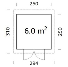 Gerätehaus Lara 6,0 m² 250 x 250 cm natur-thumb-2 Gerätehaus Lara 6,0 m² 250 x 250 cm natur-thumb-2