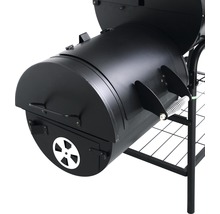 Smoker Tepro Biloxi schwarz mit 58x40 cm Grillfläche, Deckelthermometer, Warmhalterost, Grillrost und Ablage