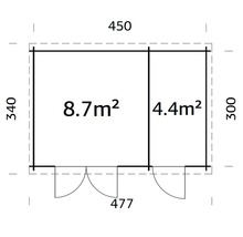 Gartenhaus Ella 13,1 m² 450 x 300 cm natur-thumb-2 Gartenhaus Ella 13,1 m² 450 x 300 cm natur-thumb-2