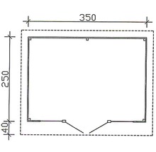 Grundriss eines Gartenhauses mit den Maßen 350 x 250 cm