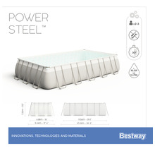 Bestway Power Steel Framepool mit den Maßen 4,88 Meter mal 9,56 Meter und einer Höhe von 1,32 Meter